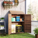 Two-Tier Wooden Garden Shed 59 x 103.5 cm - Brown