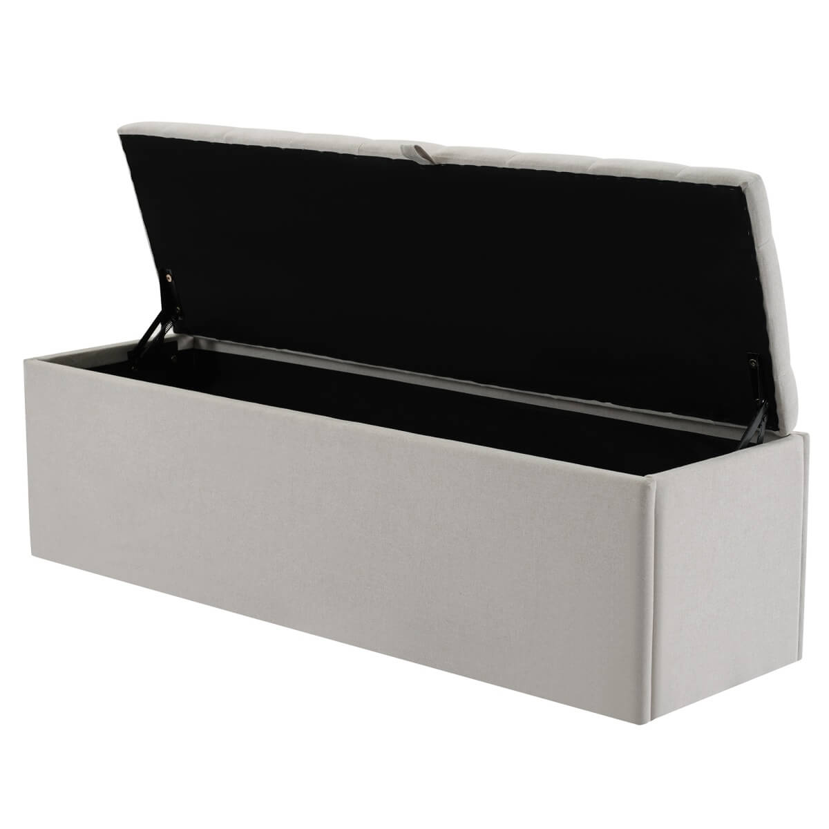 Linen Upholstered Storage Bench - Soft Padded Seat, 135x41x42cm, Light Grey
