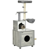 Enclosed Cat Litter Box, Cat House, Cat Bed, Scratching Posts, Platforms, Grey