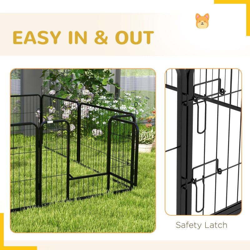 Heavy-Duty Dog Playpen, 8 Panel Pet Exercise Pen, Foldable and Portable, Steel Black