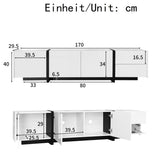White High-Gloss TV Cabinet - Black Legs with Storage Doors & Drawers