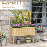 Wooden Garden Planter, with Trellis - Natural