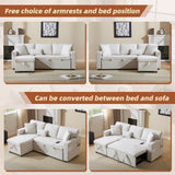 Corner Sofa Bed L-Shaped Extendable with Storage, Beige