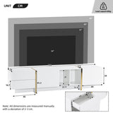 TV Stand for Up to 85 Inch TVs with Storage Cabinets & Open Shelves - Embossed Media Console, White