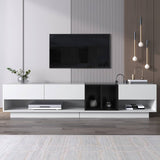 Modern TV Unit with High Gloss White and Black Finish - Lowboard with Drawers, Storage Compartments and Shelves
