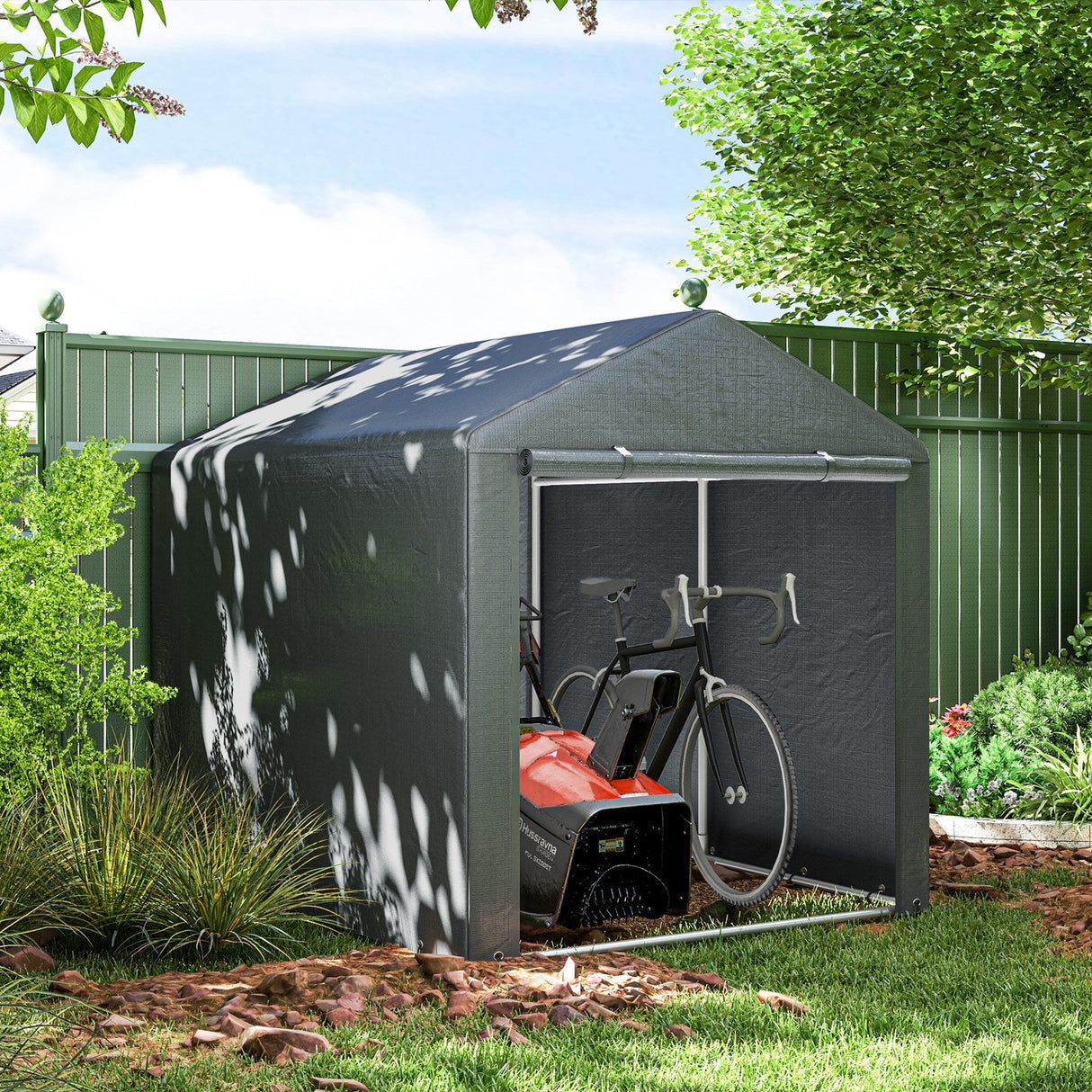 Outdoor Storage Tent 2.2 x 1.6m with Accessories - Dark Grey