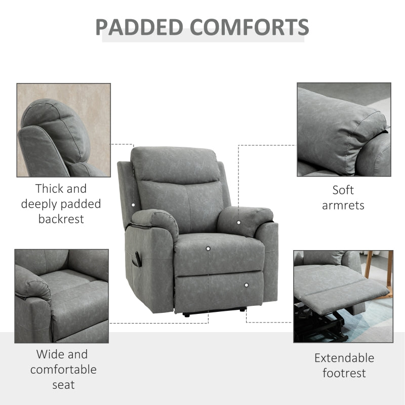 Electric Riser Recliner Chair, 70?? Electric Lift-Up, Faux Leather Grey