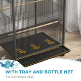 Bird Cage, Budgie Cage with Rolling Stand, Grey