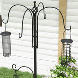 Bird Feeding Station Kit, 6 Hooks, 4 Hanging Feeders, Black