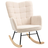Berber Fleece Rocking Chair, Nursery Glider, Wingback, Beige