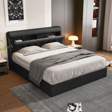 4ft6 Double Upholstered Bed – PU Hydraulic Bed with Concealed Headboard & Bed Box Storage