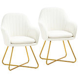Set of Two Dining Chairs, Sherpa Fleece - Cream