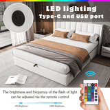 6ft Super King PU LED Storage Bed – Upholstered Bed with USB Charging and Adjustable Headboard