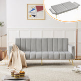 Modern Adjustable Velvet Sofa Bed with MultiPosition Backrest & Armrests, Metal Legs, Convertible Sleeper Function, Ideal for Living Room, Bedroom, Home Theater & Guest Room, Grey, Video Included