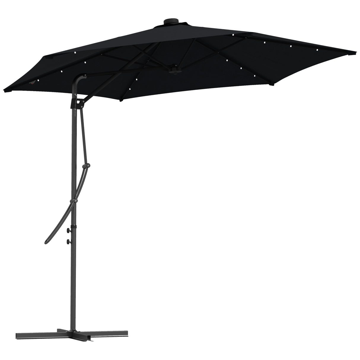 Solar LED Cantilever Parasol 3m - Black