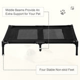 Raised Dog Bed, Elevated Cooling Portable Camping Pet Cot, Black Metal Frame