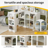 360° Rotating Kitchen Bar Cabinet - Modern White Storage Unit with Glass Door