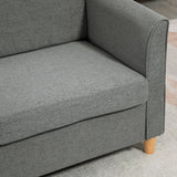 Compact Loveseat Sofa, 2 Seater with Wood Legs, Grey