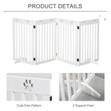 Wooden Pet Gate, Freestanding Foldable Dog Barrier with Support Feet