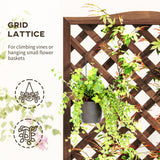 Garden Wooden Planter Box with Trellis, Raised Bed, Dark Brown