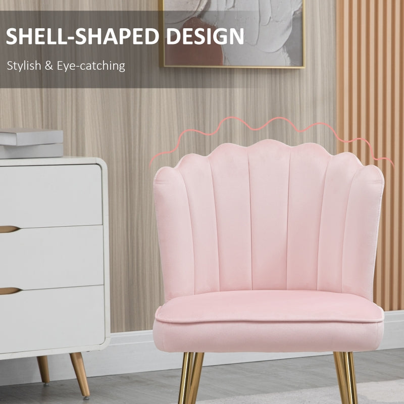 Velvet-Feel Shell Accent Chair with High Back Support - Pink