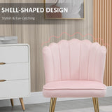 Velvet-Feel Shell Accent Chair with High Back Support - Pink