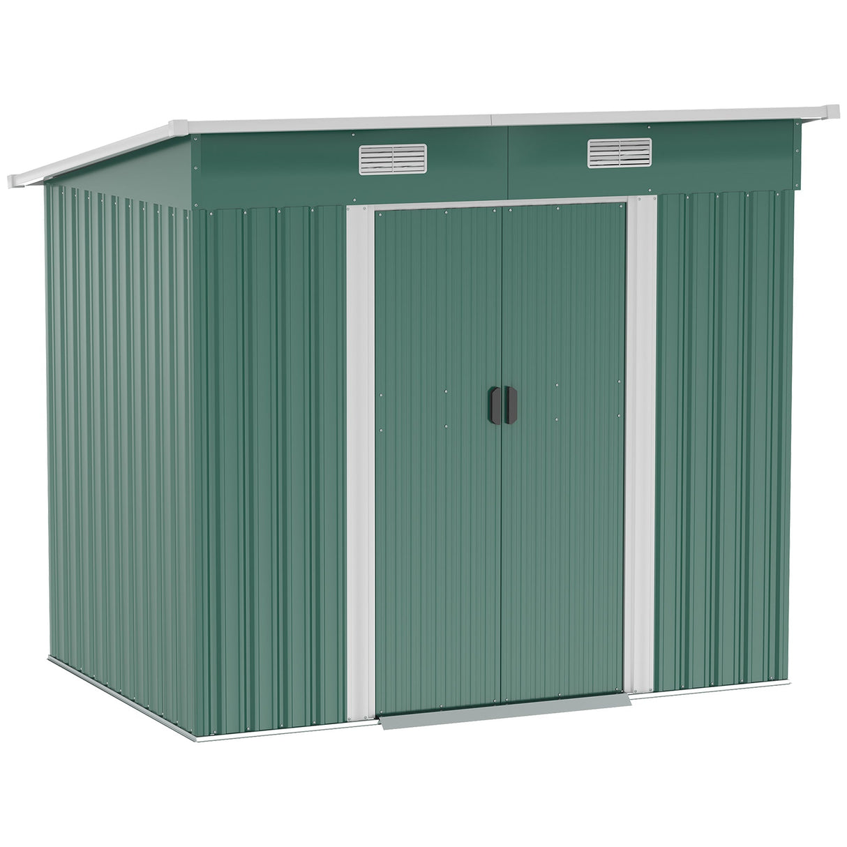 Outdoor Storage Shed 7 x 4ft with Foundation Kit, Metal Green