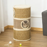 Cat Scratching Barrel Kitten Tree Tower Sisal Seaweed Rope Plush