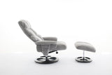Chenille Upholstered Massage Recliner with Ottoman Footstool, 5 Points Massager, Wood/Metal Base, Grey
