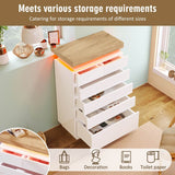 High Gloss Sideboard Cabinet with 6 Drawers - RGB LED Storage Chest of Drawers for Living Room & Bedroom, White