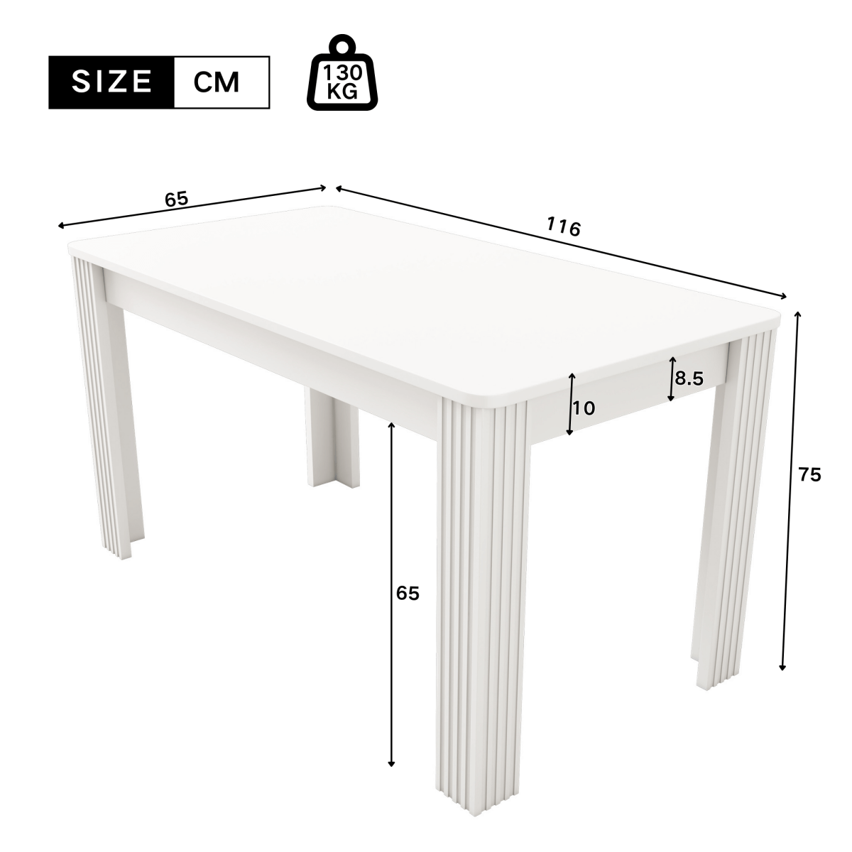 4-Seater Dining Table – White MDF Rectangular Table for Kitchen, Dining Room or Café