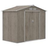 Metal Garden Storage Shed with Vents, Floor Foundation Kit, Lockable Double Doors, Light Brown