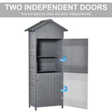 Wooden Garden Storage Shed with 3 Shelves, Lockable Doors, Dark Grey