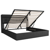 4ft6 Double Upholstered Bed – PU Hydraulic Bed with Concealed Headboard & Bed Box Storage