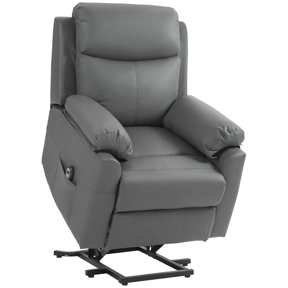 Electric Riser Recliner Chair with 70?? Recline, Faux Leather Charcoal Grey