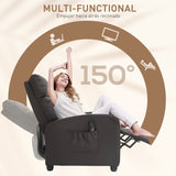 Recliner Armchair, Massage Reclining Chair with Adjustable Leg Rest, Faux Leather Brown