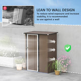 Metal Garden Storage Shed, 5ft x 3ft Sloped Roof Lockable Door, Brown