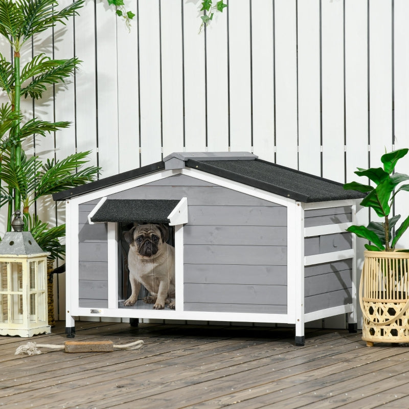 Dog Kennel for Outside, Medium Dogs, Grey Wood