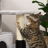 Cat Tree Climbing Tower Scratch Post Activity Center with Massage Toy Hanging Ball Bed Condo Perch, Grey