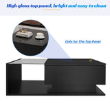 LED Coffee Table with Drawer - High Gloss, Glass Top, Black