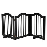 Freestanding Pet Gate, Wooden Foldable Safety Barrier, Black