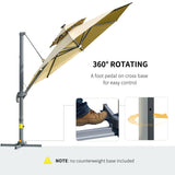 3m Cantilever Parasol, Solar Lights Power Bank Base 360?? Spin, Beige