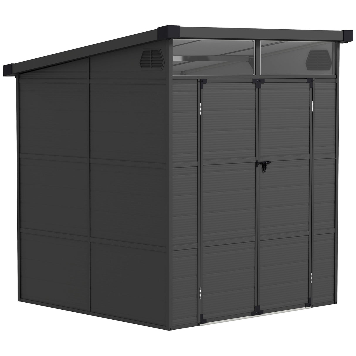 Outdoor Storage Shed 6 x 6ft with Windows and Air Vents, Dark Grey