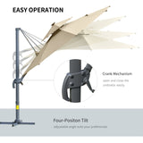 3m Cantilever Parasol, Solar Lights Power Bank Base 360?? Spin, Beige