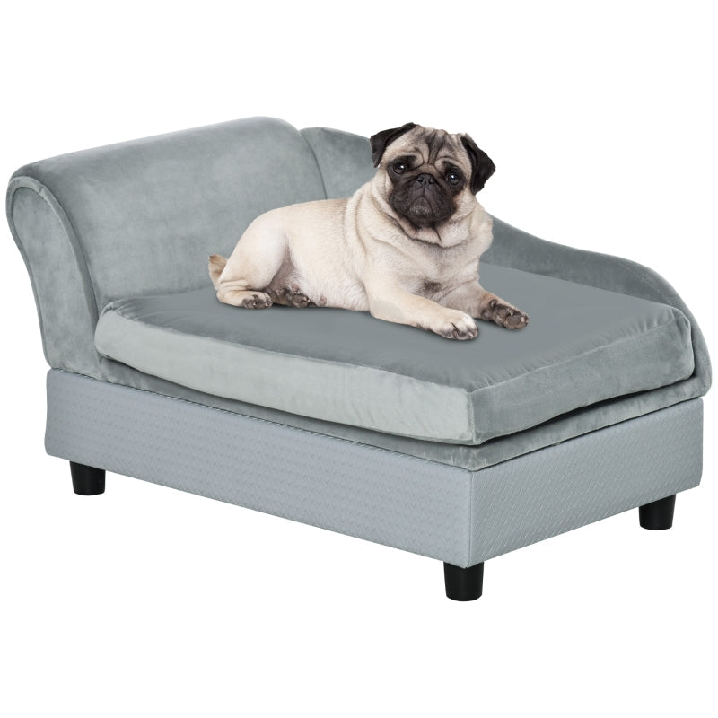 Pet Sofa Chair, with Storage & Cushion, Light Grey