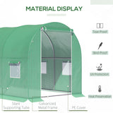 Walk-in Polytunnel Greenhouse with Zipped Roll-Up Door and 6 Mesh Windows, 3 x 2M