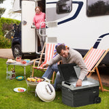 40L Car Refrigerator, Portable Compressor Cooler Box Fridge Freezer with LED Light, Foldable Handles, Cup Holders, 12/24V DC and 110-240V AC