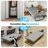 Portable Folding Single Bed with Wheels, 79x190cm Fold Up Guest Bed, 6cm Thick Memory Foam Mattress & Sturdy Metal Frame, Multi-Use Foldable Bed for Home, Office, Outdoor, Dorm & Temporary Rest