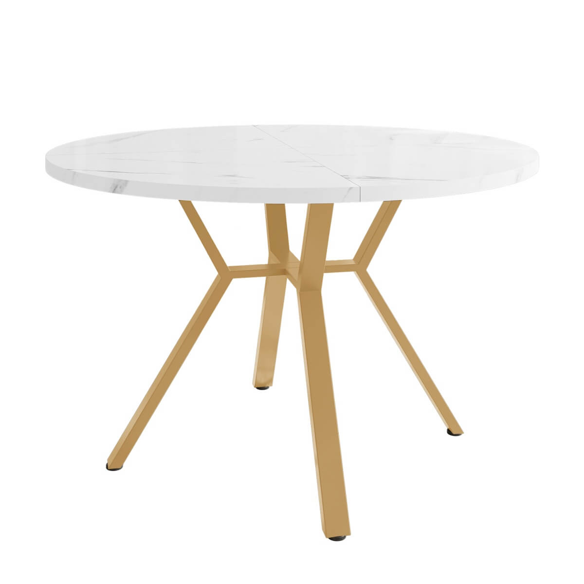 Round Marble Dining Table with X-Shaped Metal Base - Modern & Durable Table