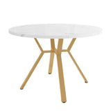 Round Marble Dining Table with X-Shaped Metal Base - Modern & Durable Table